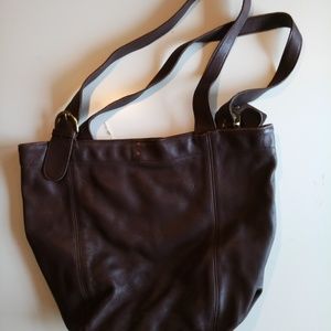 Coach large brown leather tote